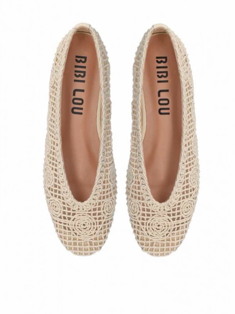NEW Bibi Lou Lenna Ballerina Flat Women's Cream Crochet Shoe